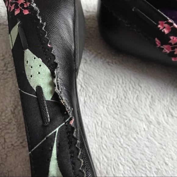Irregular Choice Black Pointed Toe Floral Bow Flat - Picture 8 of 12
